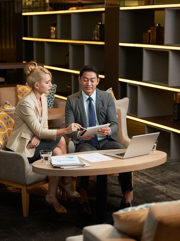 Multi-ethnic coworkers discussing ideas for new project